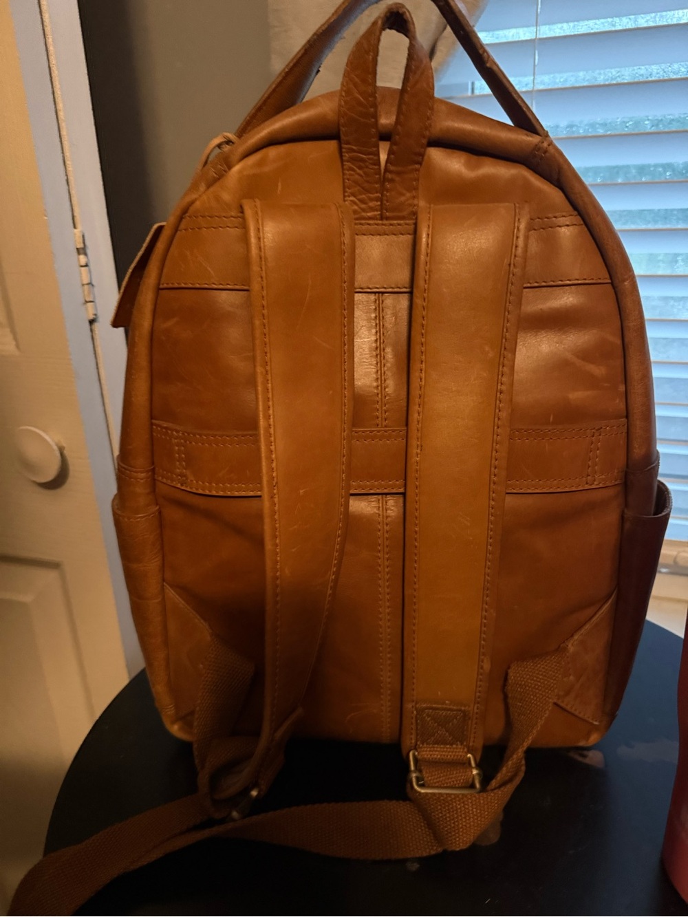 Rawlings Heritage Medium Genuine Leather Backpack Baseball Laptop Sleeve Tan - Picture 2 of 6